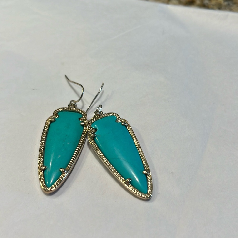 Kendra Scott turquoise earrings with gold trim